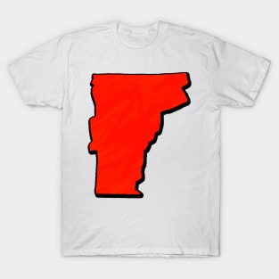 Bright Red Vermont Outline T-Shirt